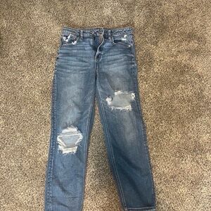 American Eagle Outfitters Ripped Blue Straight Leg Jeans